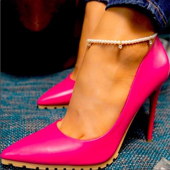 Barbie Fuchsia Pink Vegan Leather High Heel Pumps - Picture 1 of 2